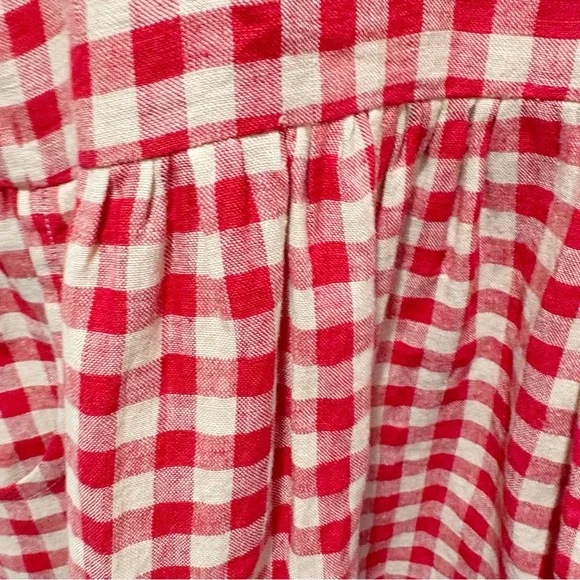 Faith Rowan Leeves Luna Sleeveless Dress Red Gingham Linen Size XXL Pockets NWT - Picture 6 of 16